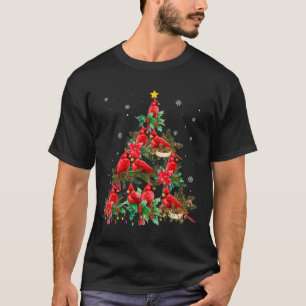Vintage-Weihnachts-Kardinalvögel-Baumlichter Lusti T-Shirt