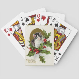 Vintage-Weihnachts-Kätzchen Spielkarten