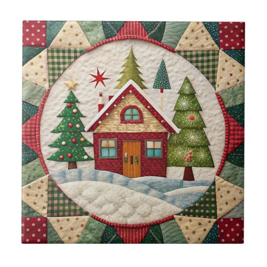 Vintage-Weihnachts-Keramikfliese Fliese (Vorderseite)