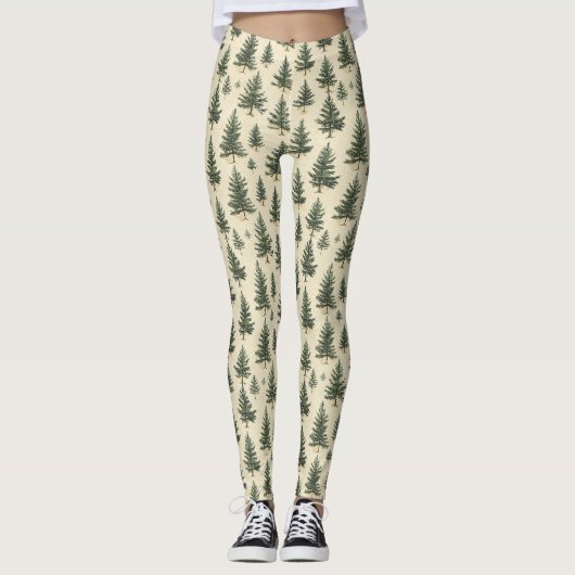 Vintage-Weihnachts-Kiefernmuster (3) Leggings (Vorderseite)