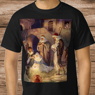 Vintage Weihnachts-Krippenszene, 3 Hirten und Jesu T-Shirt