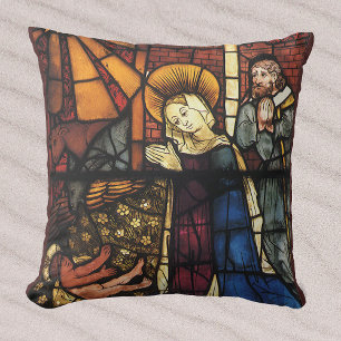 Vintage-Weihnachts-Krippenszene in Buntglas Kissen