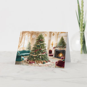Vintage Weihnachts-Living-Room dekoriert Feiertagskarte