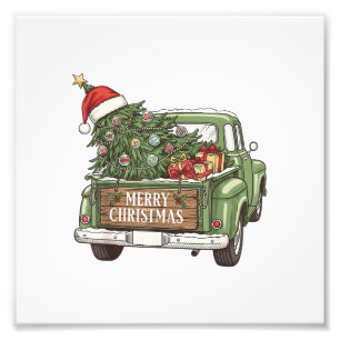 Vintage-Weihnachts-Lkw Frohe Weihnachten Männer Fr Fotodruck