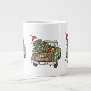 Vintage-Weihnachts-Lkw Frohe Weihnachten Männer Fr Jumbo-Tasse