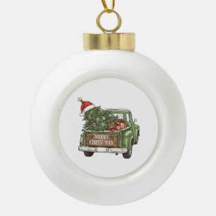 Vintage-Weihnachts-Lkw Frohe Weihnachten Männer Fr Keramik Kugel-Ornament