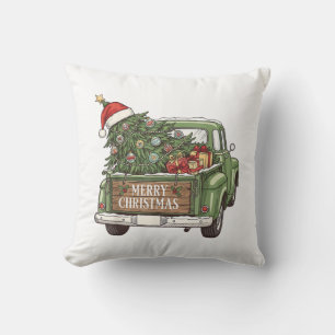 Vintage-Weihnachts-Lkw Frohe Weihnachten Männer Fr Kissen