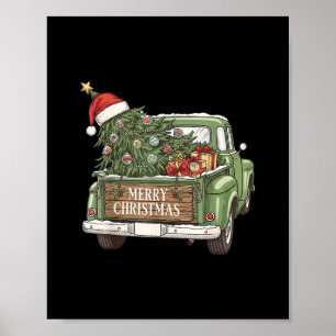 Vintage-Weihnachts-Lkw Frohe Weihnachten Männer Fr Poster