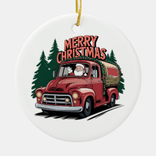 Vintage-Weihnachts-LKW Keramik Ornament