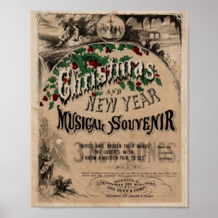 Vintage-Weihnachts-Musikposter alte Typografie Poster