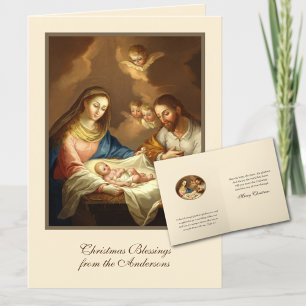 Vintage-Weihnachts-Nativität Jesus Maria Josef Feiertagskarte