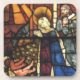 Vintage-Weihnachts-Nativitäts-Szene in Buntglas Untersetzer