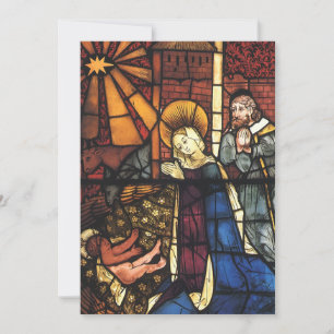 Vintage-Weihnachts-Nativitätsszene in Buntglas Feiertagskarte