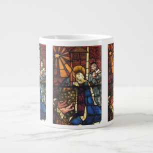 Vintage-Weihnachts-Nativitätsszene in Buntglas Jumbo-Tasse