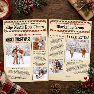 Vintage-Weihnachts-Newsletter-Foto-Collage Feiertagskarte