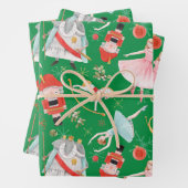 Vintage-Weihnachts-Nussknacker-Märchen Grün Geschenkpapier Set (Beispiel)