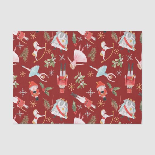 Vintage-Weihnachts-Nussknacker-Märchen Rot Seidenpapier (Vorderseite)