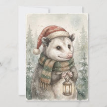 Vintage-Weihnachts-Opossum-Wald-Feiertags-Tier