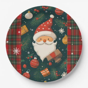 Vintage-Weihnachts-Papier-Teller mit Santa Pappteller