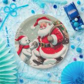 Vintage-Weihnachts-Papierplatten mit Santa und Bär Pappteller (Party)
