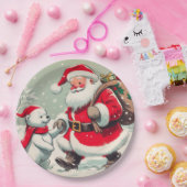 Vintage-Weihnachts-Papierplatten mit Santa und Bär Pappteller (Party)