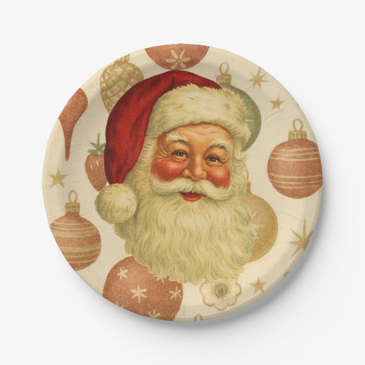 Vintage-Weihnachts-Papierteller Pappteller (Vorderseite)