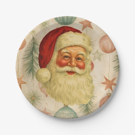Vintage-Weihnachts-Papierteller Pappteller (Vorderseite)