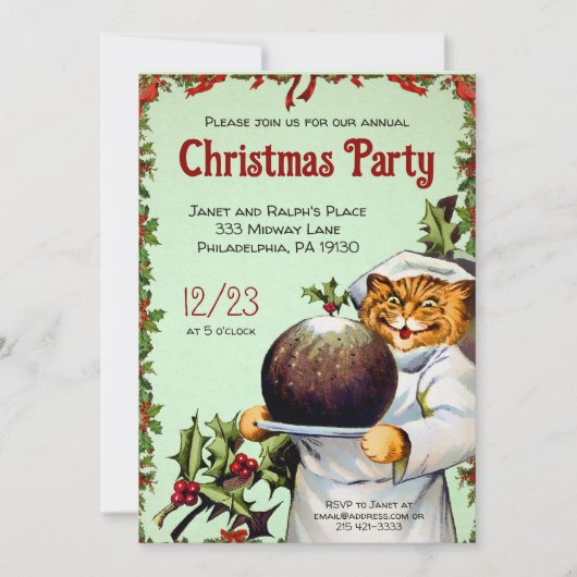 Vintage Weihnachts-Party Individuelle Einladung (Vorderseite)