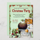 Vintage Weihnachts-Party Individuelle Einladung (Vorne/Hinten)