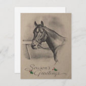 Vintage Weihnachts Pferd Jahreszeit Grüße Feiertagskarte (Vorne/Hinten)