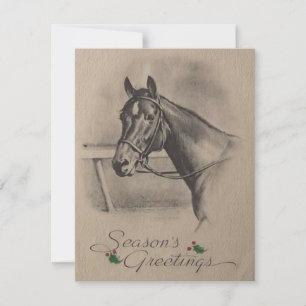 Vintage Weihnachts Pferd Jahreszeit Grüße Feiertagskarte