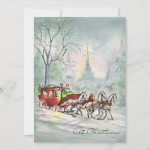 Vintage-Weihnachts-Pferdeschlitten Winter Feiertagskarte