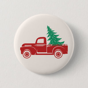 Vintage-Weihnachts-Pickup-Truck Button
