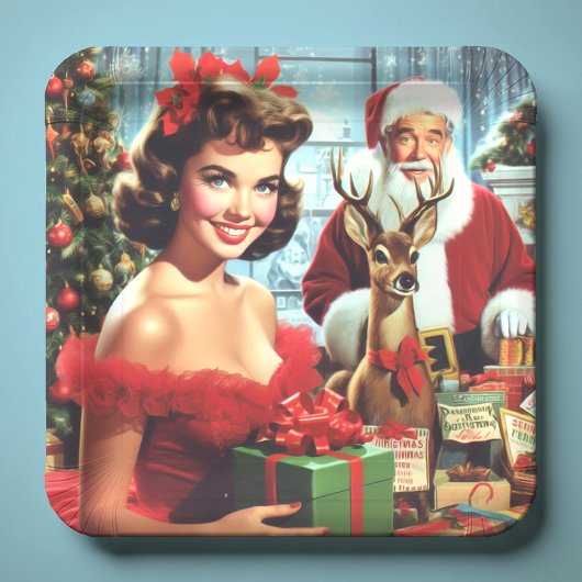 Vintage-Weihnachts-Pin-up Pappteller