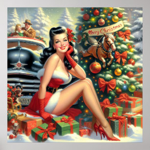 Vintage-Weihnachts-Pin-Up Poster