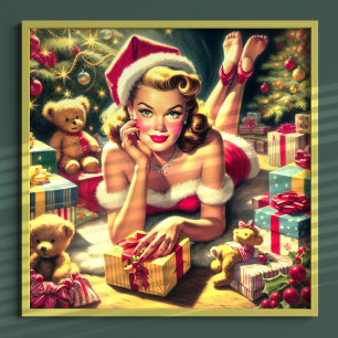 Vintage-Weihnachts-Pin-up Poster