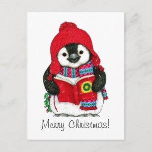 Vintage-Weihnachts-Pinguin Feiertagspostkarte