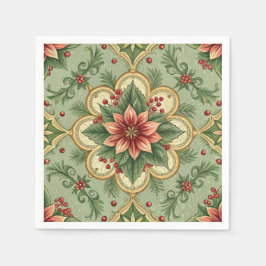 Vintage-Weihnachts-Poinsettie Serviette