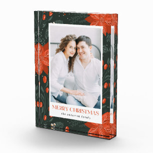 Vintage-Weihnachts-Poinsettien-Feiertags-Fotoblock Fotoblock