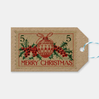 Vintage Weihnachts-Postage-Briefmarke Geschenkanhänger