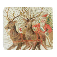Vintage-Weihnachts-Postkarte, Santa mit Rentieren