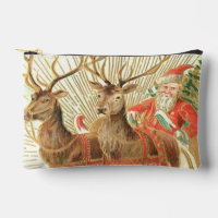 Vintage-Weihnachts-Postkarte, Santa mit Rentieren