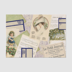 Vintage-Weihnachts-Postkarten-Collage-Tissue-Papie Seidenpapier