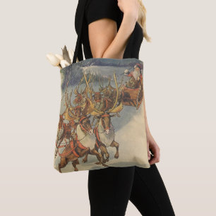 Vintage-Weihnachts-Santa-Claus-Schlitten mit Renti Tasche