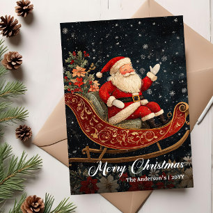 Vintage-Weihnachts-Santa-Feiertags-Grußkarte Feiertagskarte