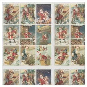 Vintage-Weihnachts-Santa-gekacheltes-Bild-Stoff Stoff