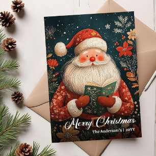 Vintage-Weihnachts-Santa-Karte im Cottagecore-Desi Feiertagskarte