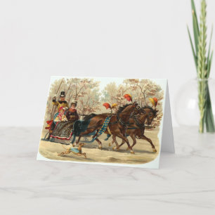 Vintage Weihnachts-Schlittenfahrt, Feiertagskarte