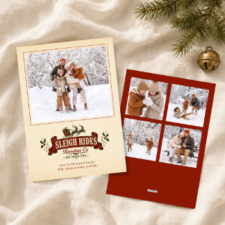 Vintage-Weihnachts-Schlittenfahrten-Christmas-Foto Feiertagskarte