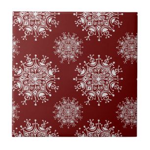 Vintage Weihnachts-Schneeflocken Roter Blizzard-Mu Fliese